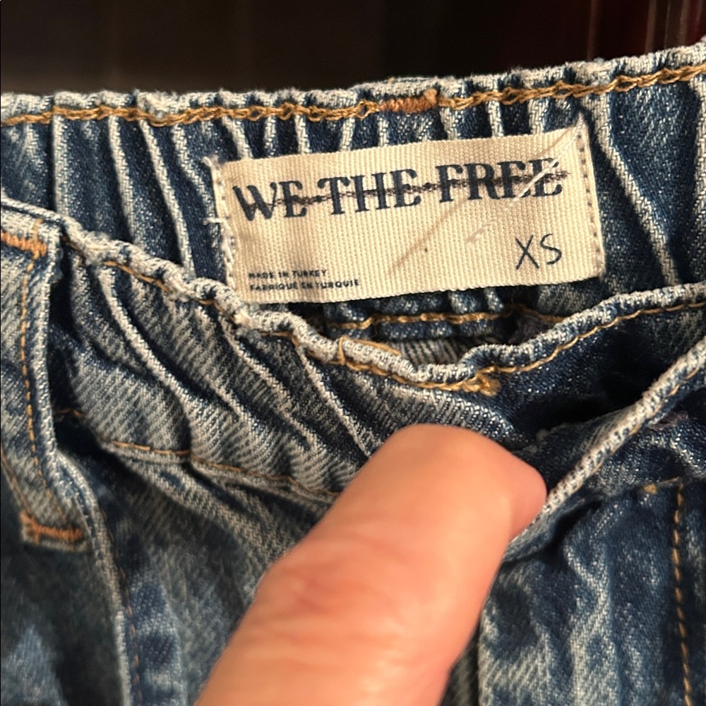 Free People Light Wash Wide Leg Patchwork Jeans - Picture 7 of 9